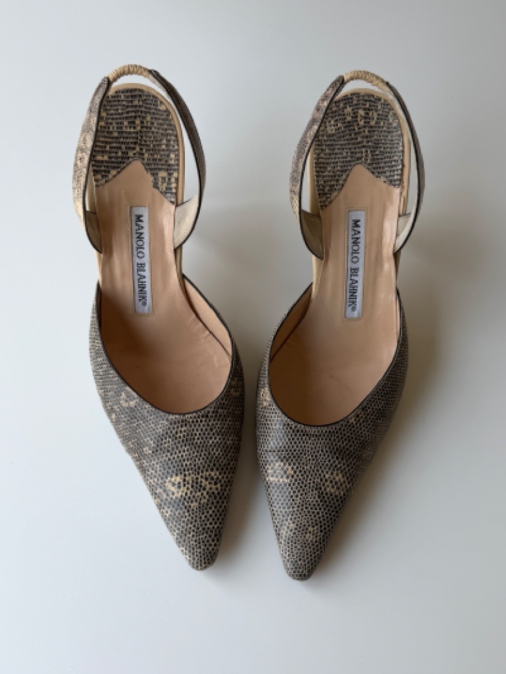 Vintage Manolo Blahnik exotic leather slingback, IT 37, approx. US 6.5–7 - Picture 2 of 13